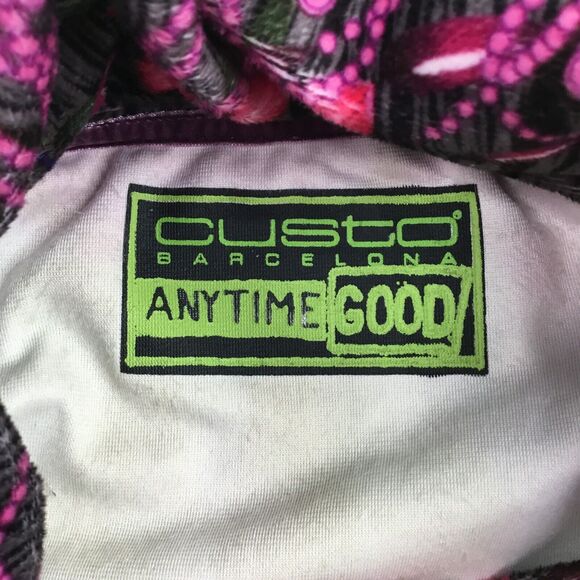 Custo Barcelona Dress sz 4 Velvet Velour Turtleneck Puff Long Sleeve Floral Y2K - Picture 16 of 16